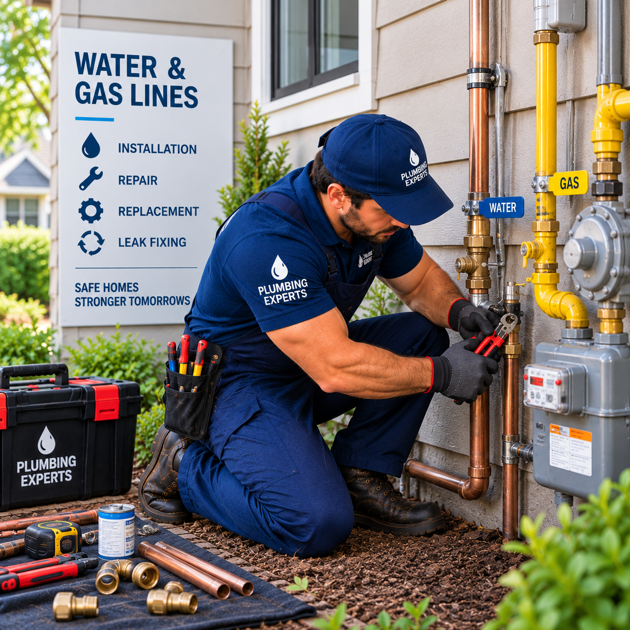 Water and gas lines